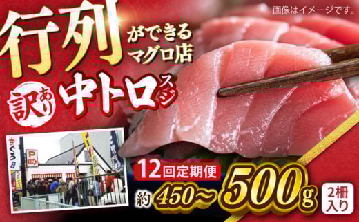 【全12回定期便】【訳あり】天然 本まぐろ 中トロ（約450〜500g（2柵入り））【横須賀商工会議所 おもてなしギフト事務局（本まぐろ直売所）】 [AKAK089] 2011700 - 神奈川県横須賀市