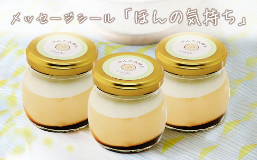 CocoRoプリン3個セット（ギフト包装＋メッセージシール「ほんの気持ち」）【 茨城県 つくば市 プリン スイーツ 生クリーム カスタードクリーム バニラ 牛乳 卵 国産 甘味 お菓子 デザート ギフト 8000】