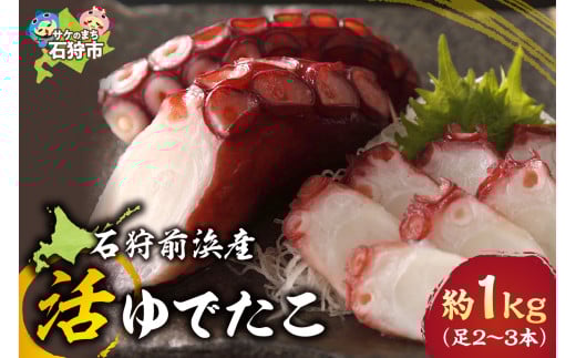 石狩前浜産 活ゆでたこ（約1kg(足2～3本)）｜ふるさと納税 北海道 石狩市 ミズダコ ミズタコ たこ 蛸 茹で ボイル済み 加熱済み 水産加工品