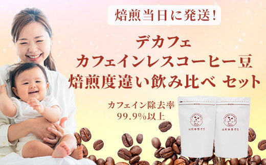 デカフェ カフェインレスコーヒー豆 焙煎度違い飲み比べ セット 200g×3種類 粉