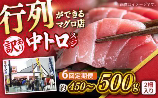 【全6回定期便】【訳あり】天然 本まぐろ 中トロ（約450〜500g（2柵入り））【横須賀商工会議所 おもてなしギフト事務局（本まぐろ直売所）】 [AKAK088] 2011699 - 神奈川県横須賀市