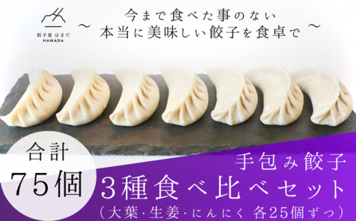 手包み餃子3種食べ比べセット　合計75個