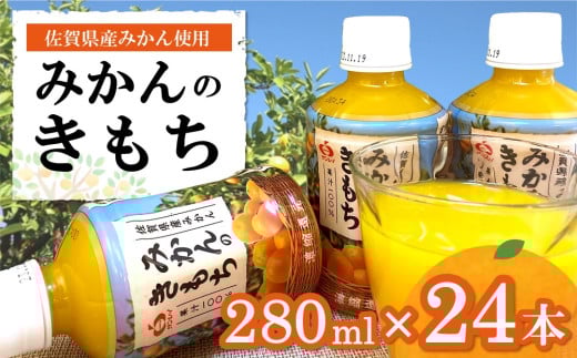 みかんのきもち 280ml×24本(1ケース)【JA みかんジュース さがみかん 果汁100％ 美味しい コク 飲みきり 280ml】A3-C012027