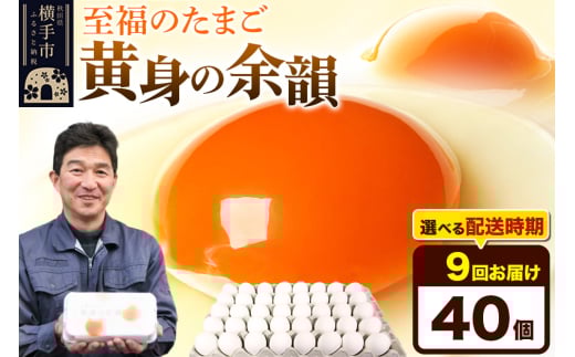 【常温発送】《定期便9ヶ月》黄身の余韻 40個（業務用）【発送時期が選べる】東海林養鶏場 黄身の余韻 卵 玉子 たまご タマゴ 9か月 9ヵ月 9カ月 9ケ月 開始時期選べる 1801222 - 秋田県横手市