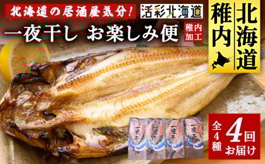 ＜毎月定期便＞日本最北端から 一夜干しお楽しみ便＜ 北海道の居酒屋気分＞全4回