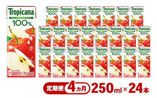 【定期便4ヶ月】トロピカーナ 100％ アップル 250ml LLスリム×24本 ※離島への配送不可