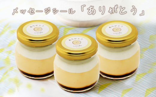 CocoRoプリン3個セット（ギフト包装＋メッセージシール「ありがとう」）【 茨城県 つくば市 プリン スイーツ 生クリーム カスタードクリーム バニラ 牛乳 卵 国産 甘味 お菓子 デザート ギフト 8000】