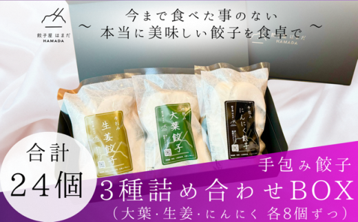 手包み餃子3種詰め合わせBOX 計24個 2110953 - 滋賀県草津市