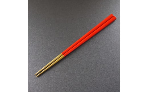 【漆工芸・黄薇彫】漆塗り箸(錫の輝き)／赤・22cm010-062