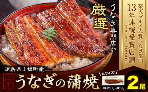 楽天グルメ大賞13年連続受賞！うなぎ屋かわすい 国産うなぎの蒲焼 計2尾 (1尾150g-169g) 川口水産株式会社《30日以内に出荷予定(土日祝除く)》徳島県 上板町 鰻 うなぎ ウナギ 鰻の蒲焼き 蒲焼 蒲焼き 国産 2095315 - 徳島県上板町