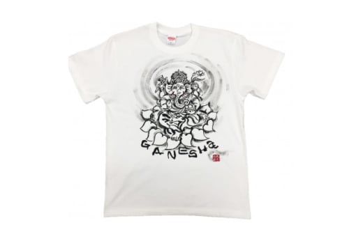 手描きTシャツ 仏画 ガネーシャ 白 (半袖 Sサイズ)【1615508】 2081548 - 大阪府和泉市