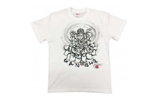 手描きTシャツ 仏画 ガネーシャ 白 (半袖 XLサイズ)【1615512】 2081551 - 大阪府和泉市
