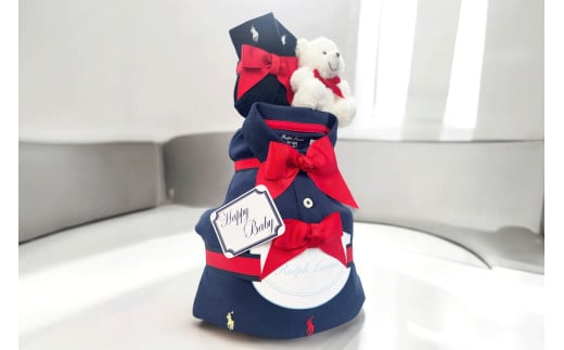おむつケーキ　デザイン：カラフル（9M） 【おむつ ケーキ プレゼント 洋服 カバーオール 靴下 ギフト お祝い】