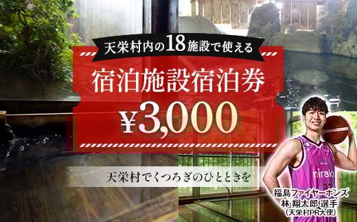 天栄村内宿泊施設宿泊券 3,000円分 福島ファイヤーボンズ 林 翔太郎 選手 りん王子 天栄村PR大使 福島県 天栄村 ふるさと納税 F21T-036 822878 - 福島県天栄村