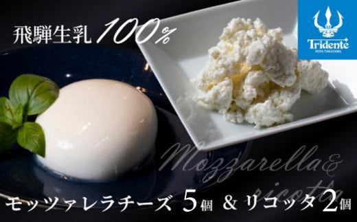 飛騨生乳100％ モッツァレラ5個 & リコッタ2個セット | セット チーズ 冷蔵 濃厚 低温殺菌 乳製品 おいしい 人気 株式会社リアライン LF015 2081162 - 岐阜県高山市