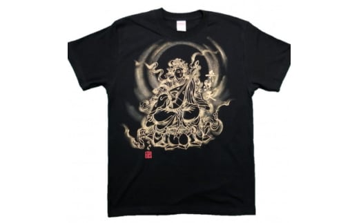 手描きTシャツ 仏画 弁財天 黒 (半袖 Mサイズ)【1615640】