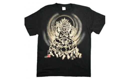 手描きTシャツ 仏画 馬頭観音 黒 (半袖 Lサイズ)【1615707】