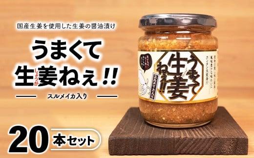 ＼レビュー投稿でお米プレゼント／スルメイカ入りうまくて生姜ねぇ!!20本セット 【しょうが 国産 醤油漬け するめいか ごはんのお供 お弁当 調味料 おつまみ 肴 薬味 隠し味 猪苗代町 福島県】[№5771-1334] 2129595 - 福島県猪苗代町