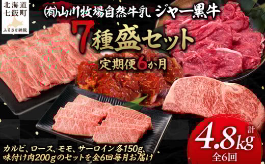 【定期便６か月】山川牧場ジャー黒５種盛セット 【 ふるさと納税 人気 おすすめ ランキング 北海道ブランド牛 牛 牛肉 和牛 ジャー黒 モモ モモ肉 ロース ロース肉 焼き肉 サーロイン ステーキ サーロインステーキ ステーキ肉 牛ステーキ カルビ 定期便 北海道 七飯町 送料無料 】 NAN017 1420126 - 北海道七飯町