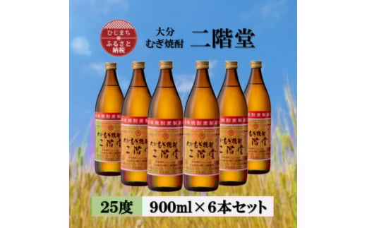 大分むぎ焼酎 二階堂25度(900ml)6本セット【1540444】 1451852 - 大分県日出町