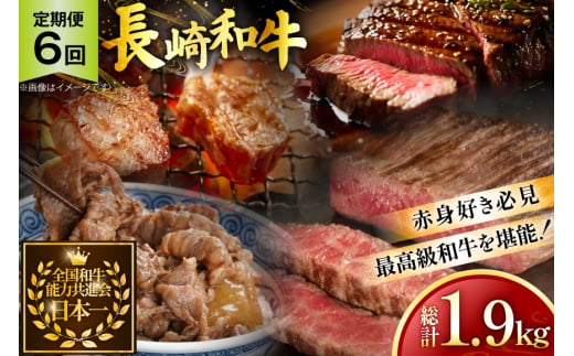 牛肉 長崎和牛 赤身 モモ焼肉 モモスライス ランプステーキ ヒレステーキ もも切り落とし 約2人前 6回 総計1.9kg [黒牛 長崎県 東彼杵町 hs42bag750019] 赤身肉 焼き肉 モモ もも ヒレ ランプ ステーキ 切り落とし 2085915 - 長崎県東彼杵町