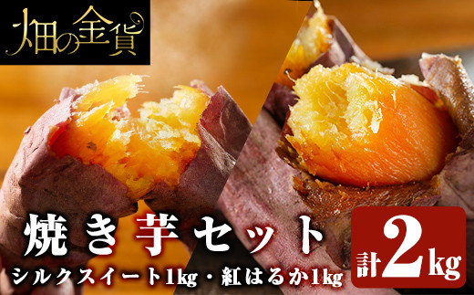 a0001-BS2 冷凍焼き芋!畑の金貨・やきいもセット(紅はるか1kg・シルクスイート1kg)計2kg[甘いも販売所]姶良市 焼き芋 訳あり やきいも スイーツ さつまいも 熟成