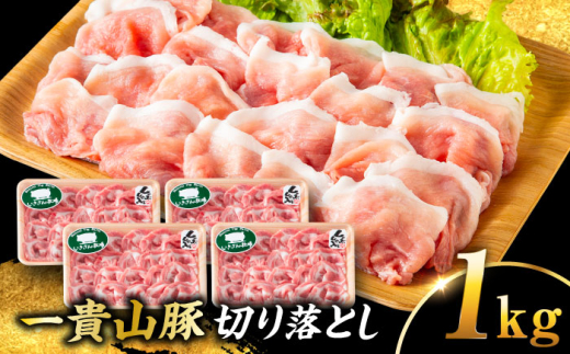 【冷凍】一貴山豚 切り落とし 計1kg(250g×4p)  糸島市 / いきさん牧場 豚肉 冷凍 [AGB057]