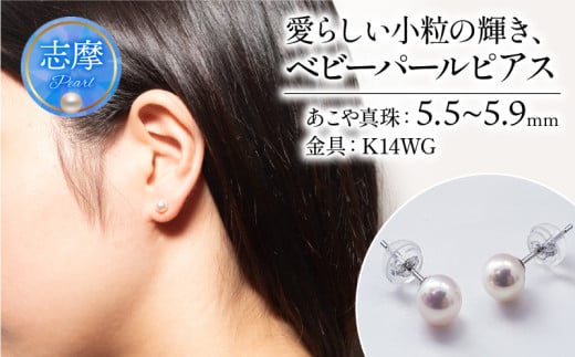 真珠 ピアス 5.5 ~ 5.9 mm ( K14WG ) アクセサリー パール ジュエリー 三重 伊勢 志摩 真珠 パールアコヤ真珠 アコヤ貝 あこや 冠婚葬祭 慶事 誕生日 結婚式 記念日 お祝い 贈り物 ギフト 普段使い 愛らしい小粒の輝き、ベビーパール ピアス