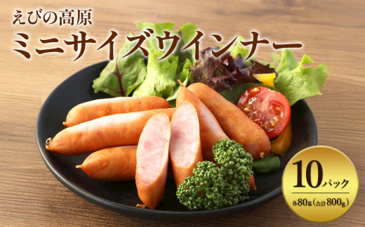 【2026年3月発送】えびの高原 ミニサイズ ウインナー 80g×10パック 合計 800g 豚肉 牛肉 人気  おかず お弁当 おつまみ 総菜 冷蔵 加工品 焼肉 ギフト 九州 宮崎県 えびの市 送料無料