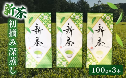 新茶 100g × 3本セット 初摘み 深蒸し 煎茶 緑茶 お茶 茶葉 常温 保存 便利 簡易包装 お試し 静岡 沼津 母の日 父の日
