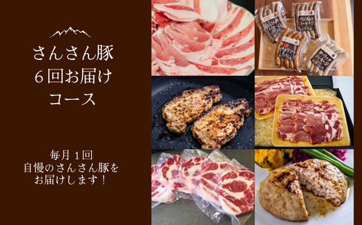 SF07-25C さんさん豚6回お届けコース／（翌月より6ヶ月）// 長野県産豚肉 南信州 ポーク ステーキ バークシャー種 薄切り 味噌漬け 安全 安心 定期便 毎月届く 贈答 ギフト 527132 - 長野県松川町