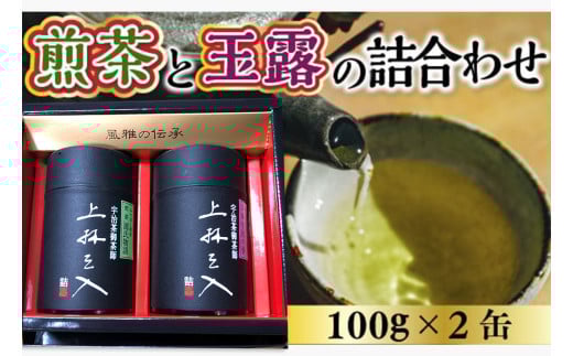 煎茶と玉露の詰合わせ(100g×2缶)【uj-AU001】【三星園上林三入本店】 744056 - 京都府宇治市