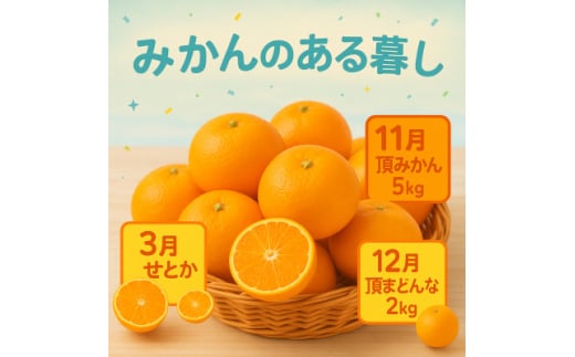 ＜発送月固定定期便＞美味しいみかん柑橘のある暮らし＜みかん・まどんな・せとか＞＜G31-43＞全3回【4058604】 1538402 - 愛媛県八幡浜市