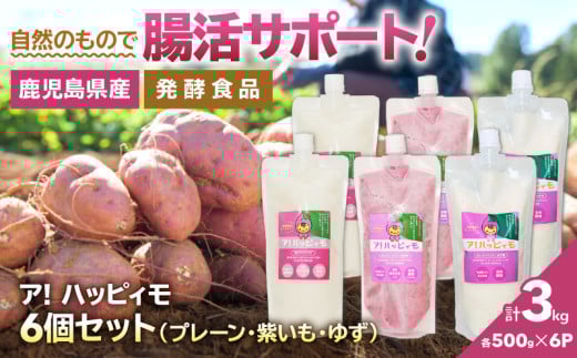 2828 ア!ハッピィモ6個セット(プレーン・紫いも・ゆず) KN113-001-08 1952310 - 鹿児島県鹿屋市
