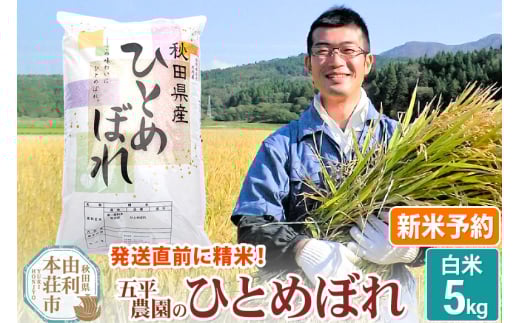 《新米予約》《12月上旬～下旬発送予定》【白米】ひとめぼれ 令和7年産 秋田県産 五平農園のひとめぼれ 5kg 960034 - 秋田県由利本荘市