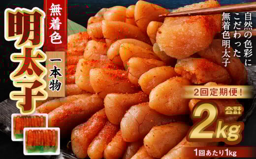 【2回定期便】無着色明太子 一本物 1kg（500g×2） めんたいこ 明太子 無着色 冷凍 2086840 - 北海道小樽市