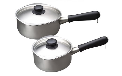 ステンレス製片手鍋18cm & ステンレス製ミルクパン14cm (蓋付) FC023038 2086254 - 新潟県燕市
