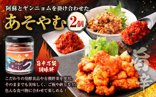 発酵料理人が考えた発酵万能調味料!阿蘇(あそ)とヤンニョム(薬念)を掛け合わせて生まれた「あそやむ」 100g×2個 計200g / ヤンニョム 調味料 発酵調味料 発酵 万能調味料 万能 ヴィーガン ご飯のお供 グルメ 惣菜 旨辛 九州 熊本県 冷蔵