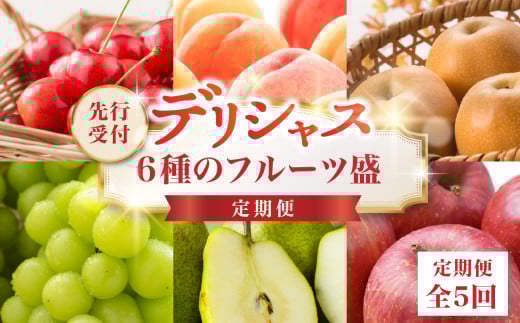  ≪先行受付≫ デリシャス６種のフルーツ盛定期便【定期便全5回】【060-T07】