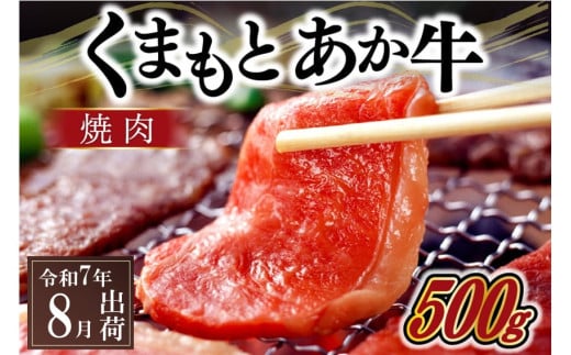 〈令和7年8月出荷〉熊本県産GI認証取得 くまもとあか牛(焼肉用500g) 1306923 - 熊本県南小国町