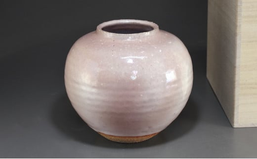 [352047000483]萩焼 窯変花器(壷)