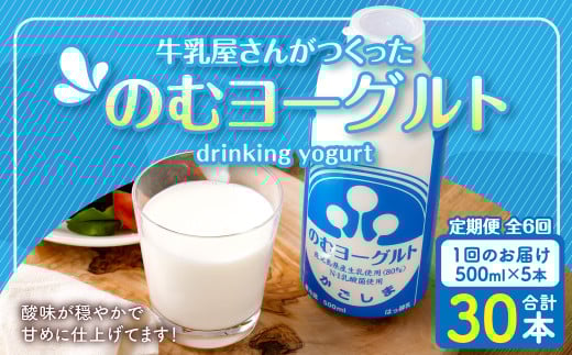 【6回定期便】“牛乳屋さんがつくった”のむヨーグルト 500ml×5本×6回 合計15L 無添加 県酪農協牛乳 DS-224 2022868 - 鹿児島県薩摩川内市