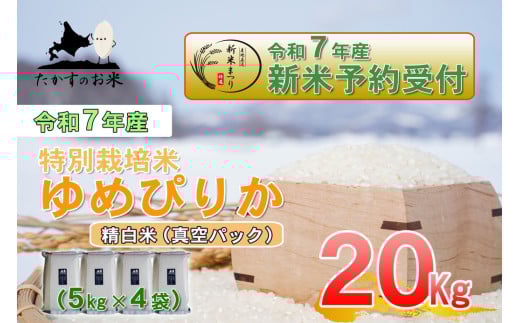 【令和7年産】 ゆめぴりか (精白米) 特Aランク 北海道 米 を代表する人気の品種 真空パック 5kg×4袋 20kg 【2025年10月上旬発送開始】 北海道 鷹栖町 たかすのお米 米 コメ こめ 1360309 - 北海道鷹栖町