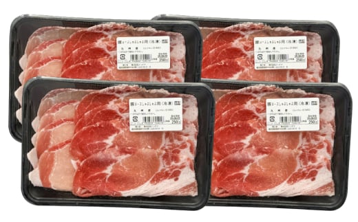 2708 九州産豚ロースしゃぶ(250g×4パック) KN102-002-01 1505048 - 鹿児島県鹿屋市