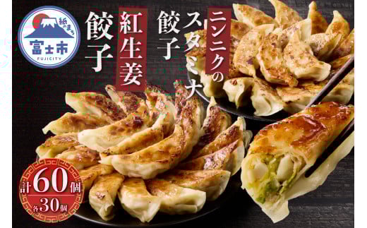 紅生姜餃子 スタミナ餃子 各30個(計60個) セット ギョーザ 創作餃子 野菜 ニンニク おかず おつまみ 食べ比べ 特製 中華 食品 冷凍発送 富士市 [sf001-221]