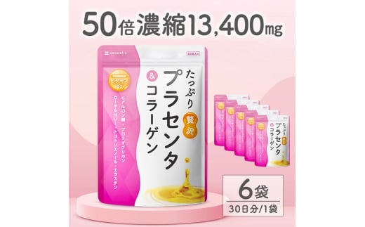 0024-101-01 プラセンタサプリメント たっぷり贅沢プラセンタ＆コラーゲン 6袋 (6ヶ月)