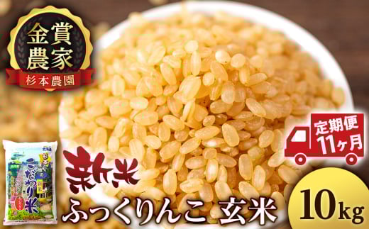 【新米予約】【定期便11回】ふっくりんこ玄米10kg≪杉本農園≫ 2092217 - 北海道知内町