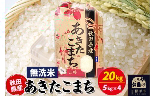 あきたこまち 20kg(5kg×4袋)【無洗米】令和6年産 秋田県産 こまちライン 1920213 - 秋田県横手市