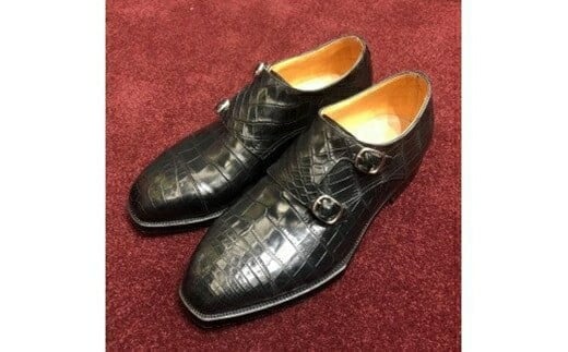 クロコダイルダブルモンクストラップ【クロコダイル革靴レザーフルオーダーメイド竜田靴一人ひとりに合わせた足型（木型orプラスチック）あなただけの靴大阪府門真市】