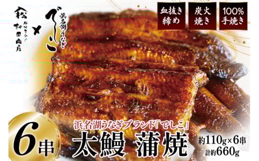 ブランド鰻【でしこ】 うなぎ 国産 静岡 太鰻 蒲焼 太串 110g 6串 計660g [ヤママツ村田商店 静岡県 吉田町 22424604-a] 鰻 ウナギ unagi 蒲焼き 鰻蒲焼き 雌鰻 雌 メス でしこ 養鰻 静岡県産 真空パック 冷凍